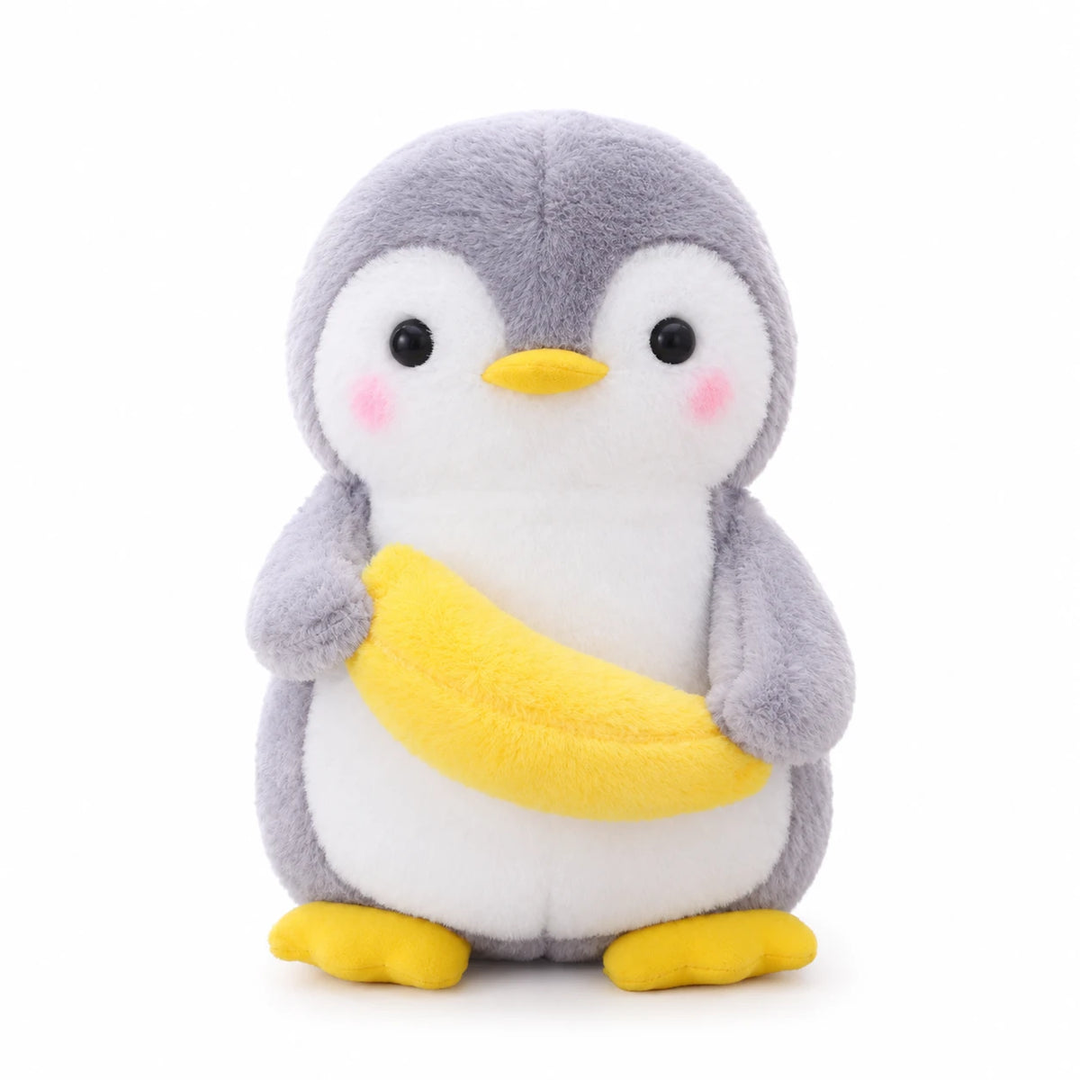 Penguin Plush with Fruit Accessories and Soft Gray Fabric - 10in / 25cm / Banana · 18in / 45cm / Banana