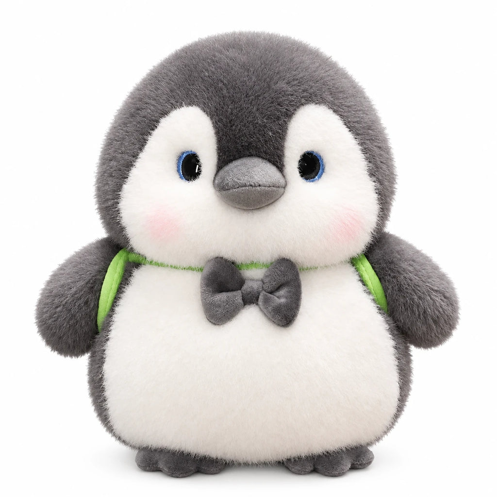 Penguin Plush with Pink Bow and Gray Backpack - Boy / 10in / 25cm · Boy / 13in / 32cm
