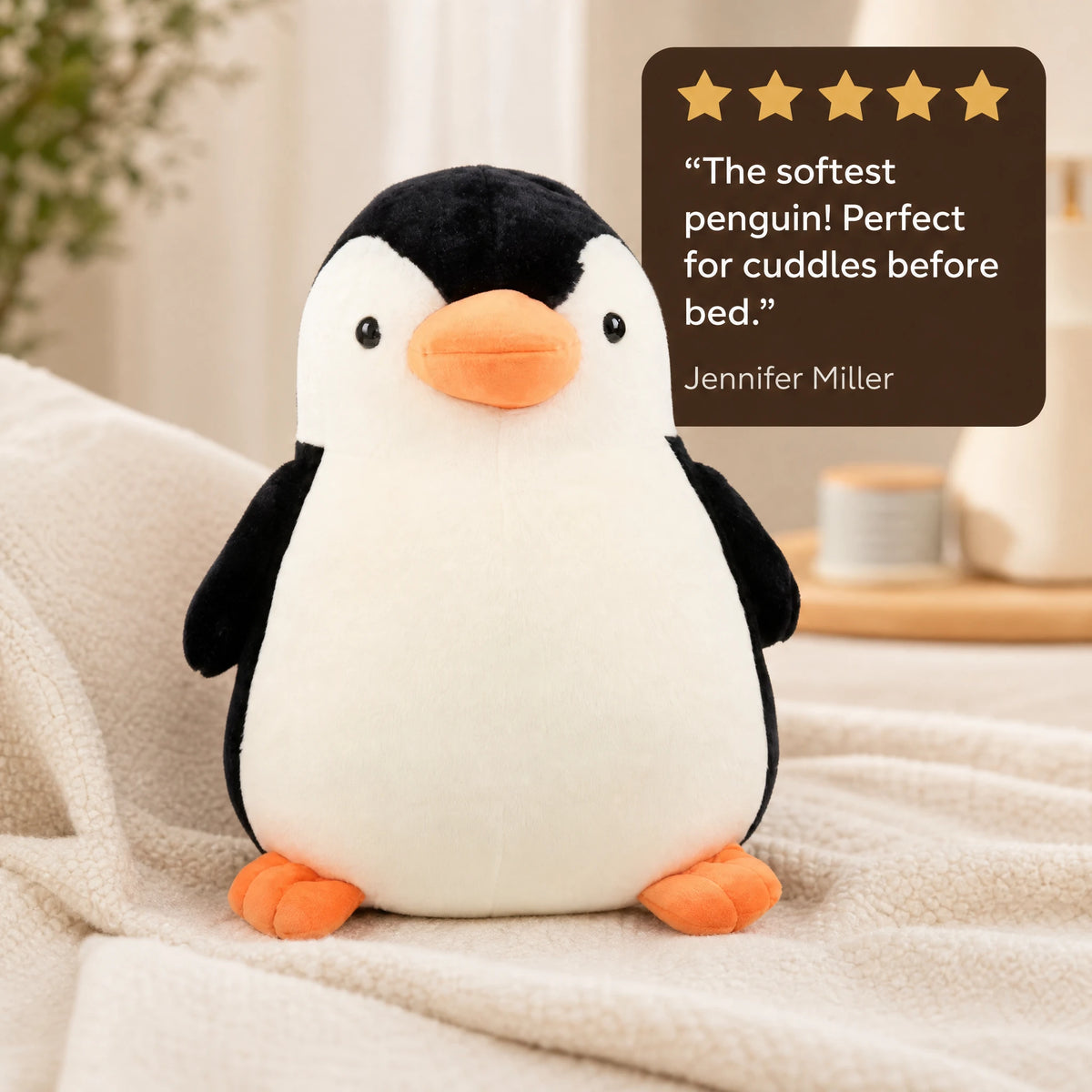 Penguin Plush with Round Belly and Soft Cotton Fill - Image témoignage