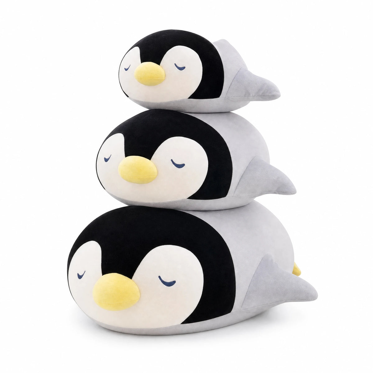 Penguin Plush with Sleeping Eyes and Soft Wings - Fond blanc