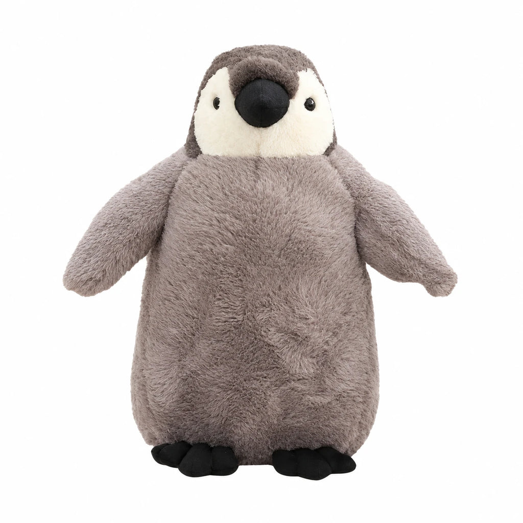 Penguin Plush with Soft Gray Coat and Black Beak - 9in / 23cm · 14in / 35cm