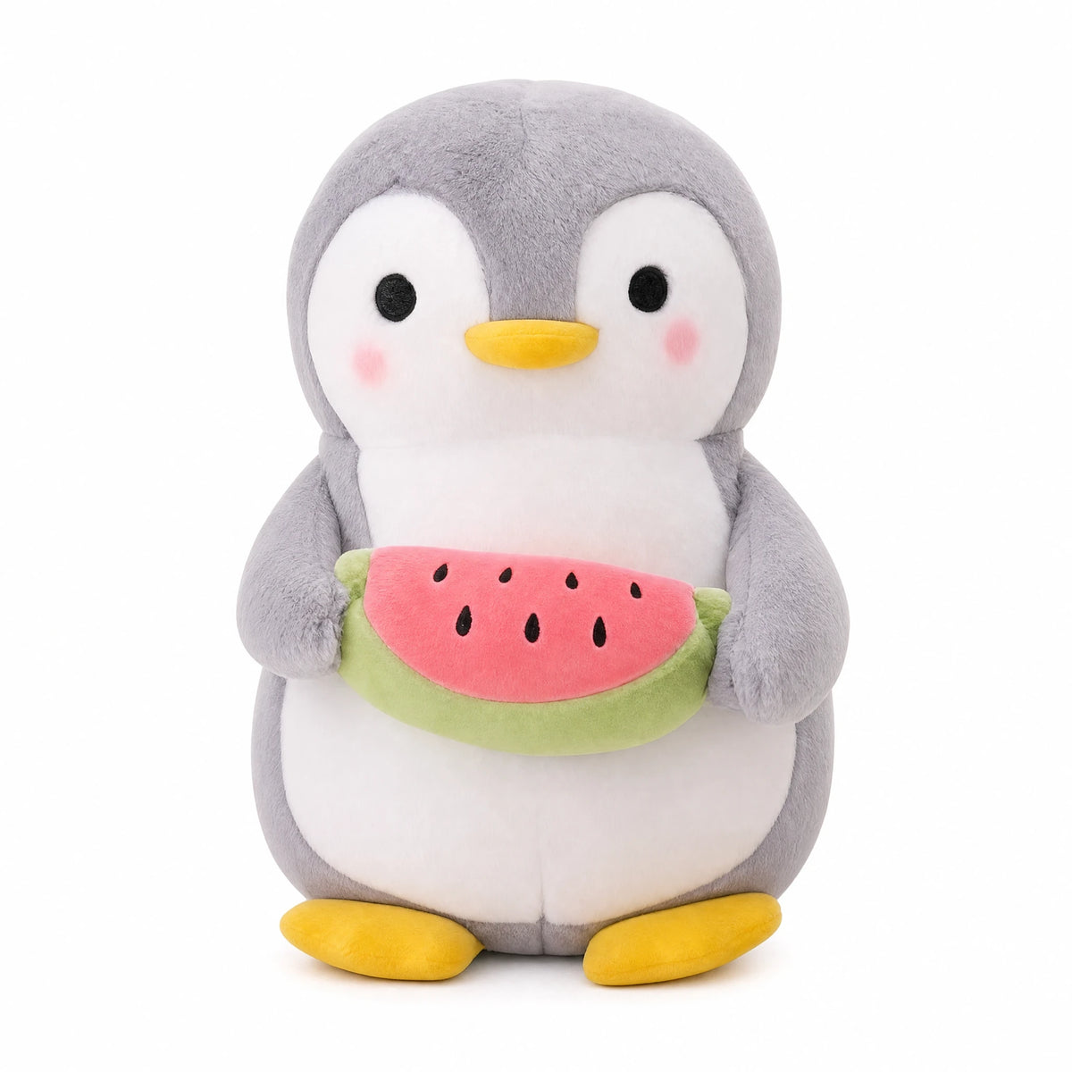 Penguin Plush with Watermelon and Rosy Cheeks - Fond blanc
