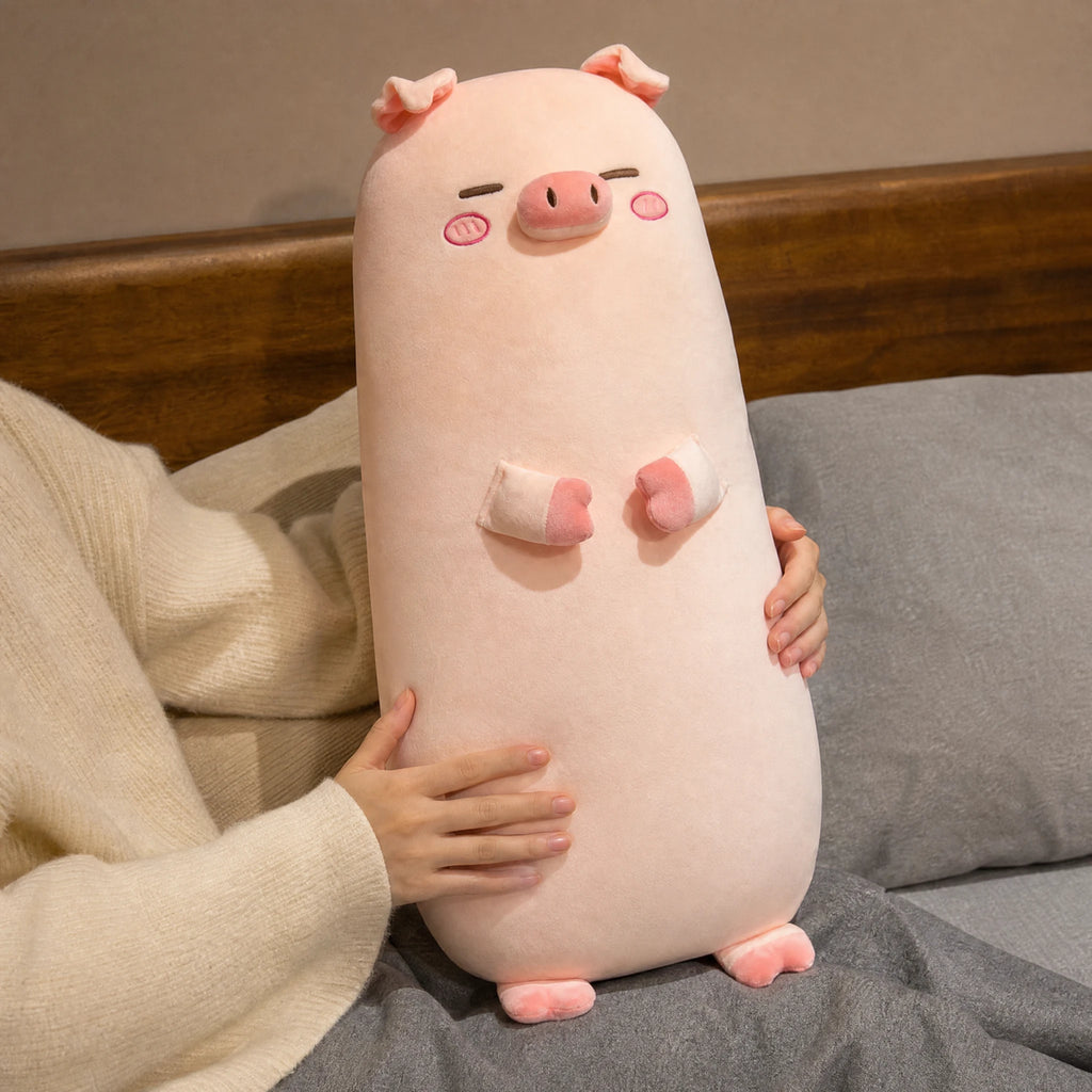 Pig Body Pillow with Long Plush Design and Kawaii Face - Utilisation du produit