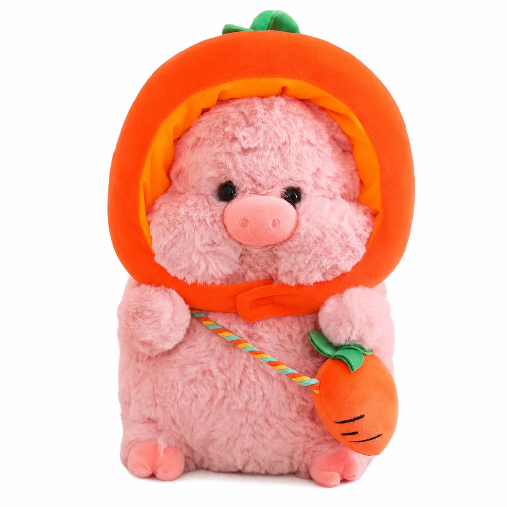 Pig Plush in Vegetable Costume Design - Carrot / 12.5in / 32cm · Carrot / 17.5in / 45cm