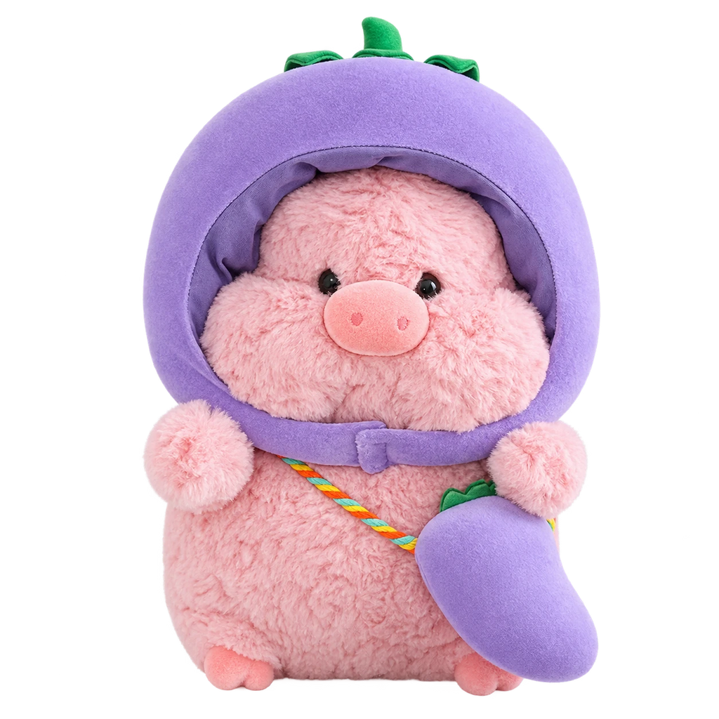 Pig Plush in Vegetable Costume Design - Eggplant / 12.5in / 32cm … (2 tailles)