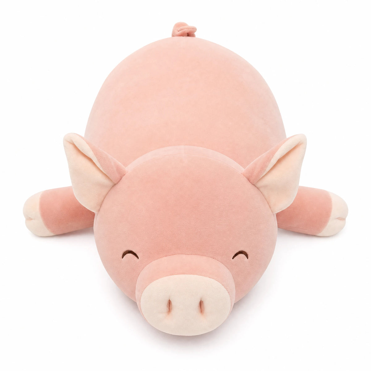Pig Plush Jumbo in Soft Pink with Smile - Fond blanc