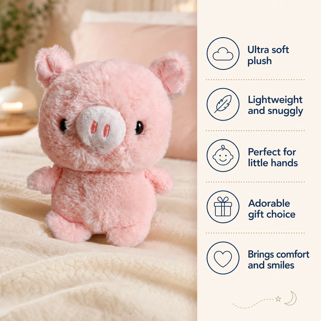 Pig Plush, Soft Pink Stuffed Animal with Embroidered Snout - Bénéfices produit