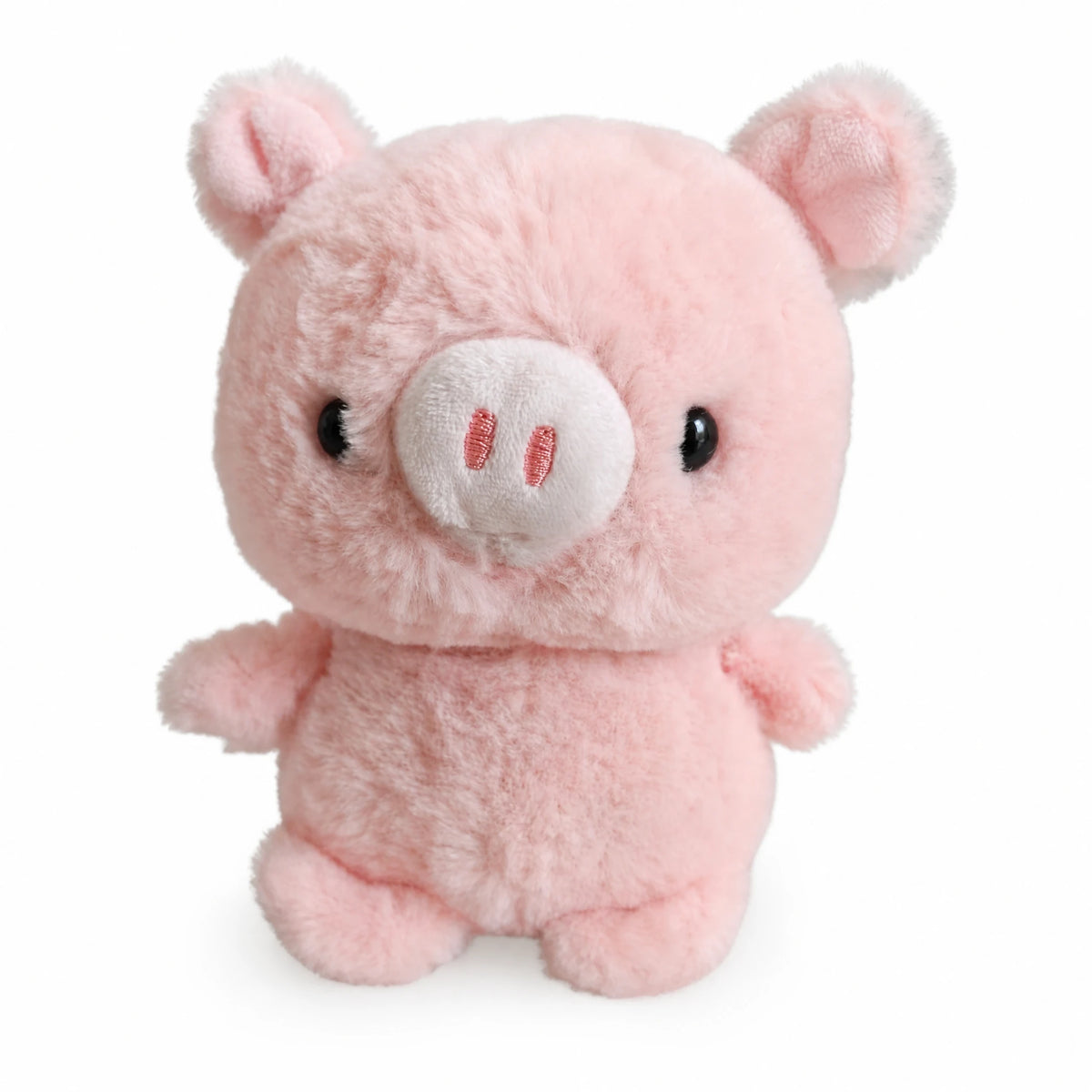 Pig Plush, Soft Pink Stuffed Animal with Embroidered Snout - Fond blanc