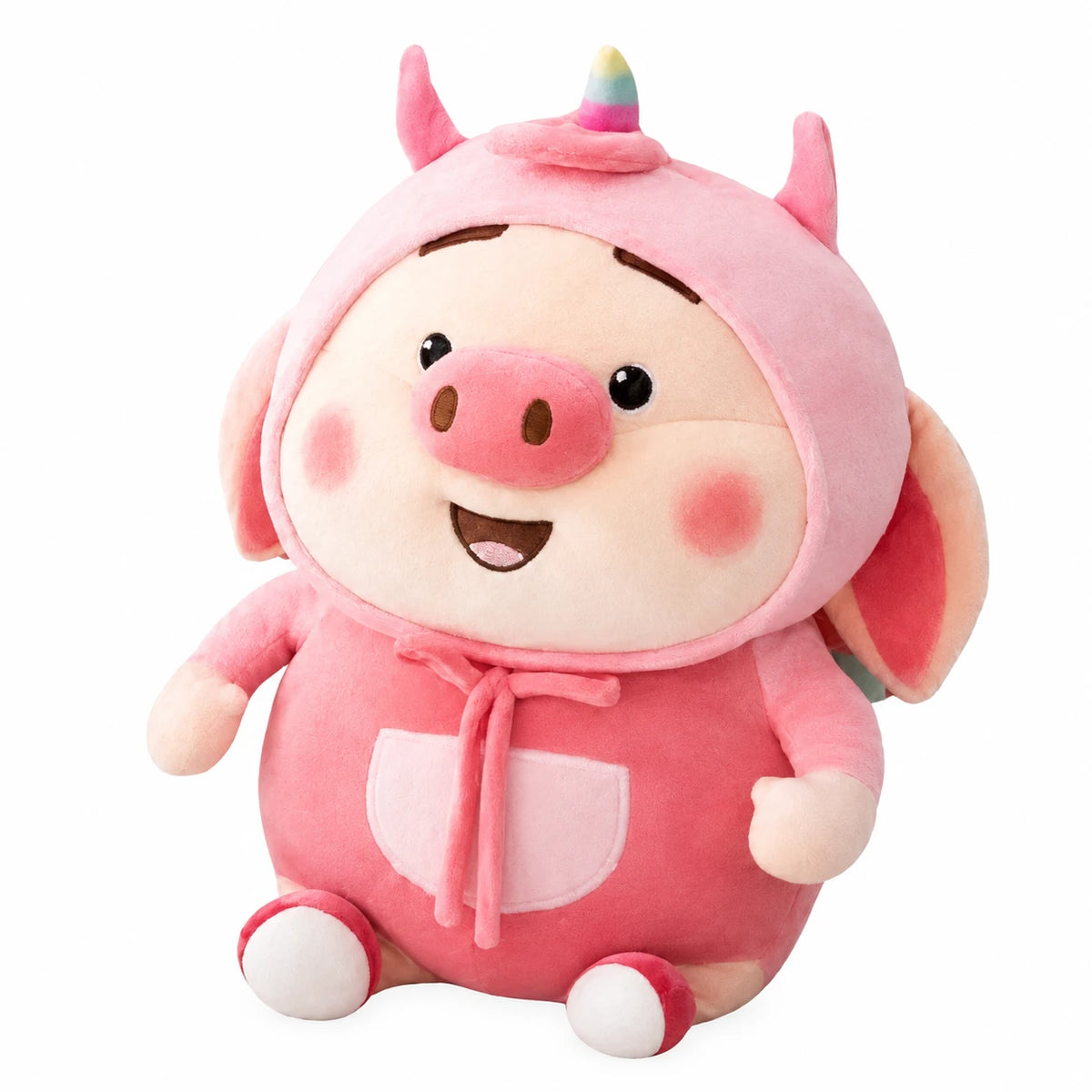 Pig Plush Toy Pink Kawaii with Hood and Ears - 10in / 25cm … (4 tailles)