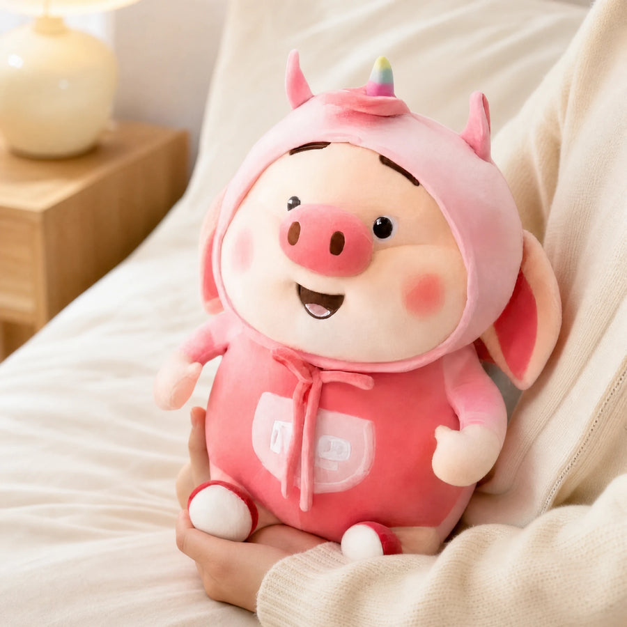 Pig Plush Toy Pink Kawaii with Hood and Ears - Utilisation du produit