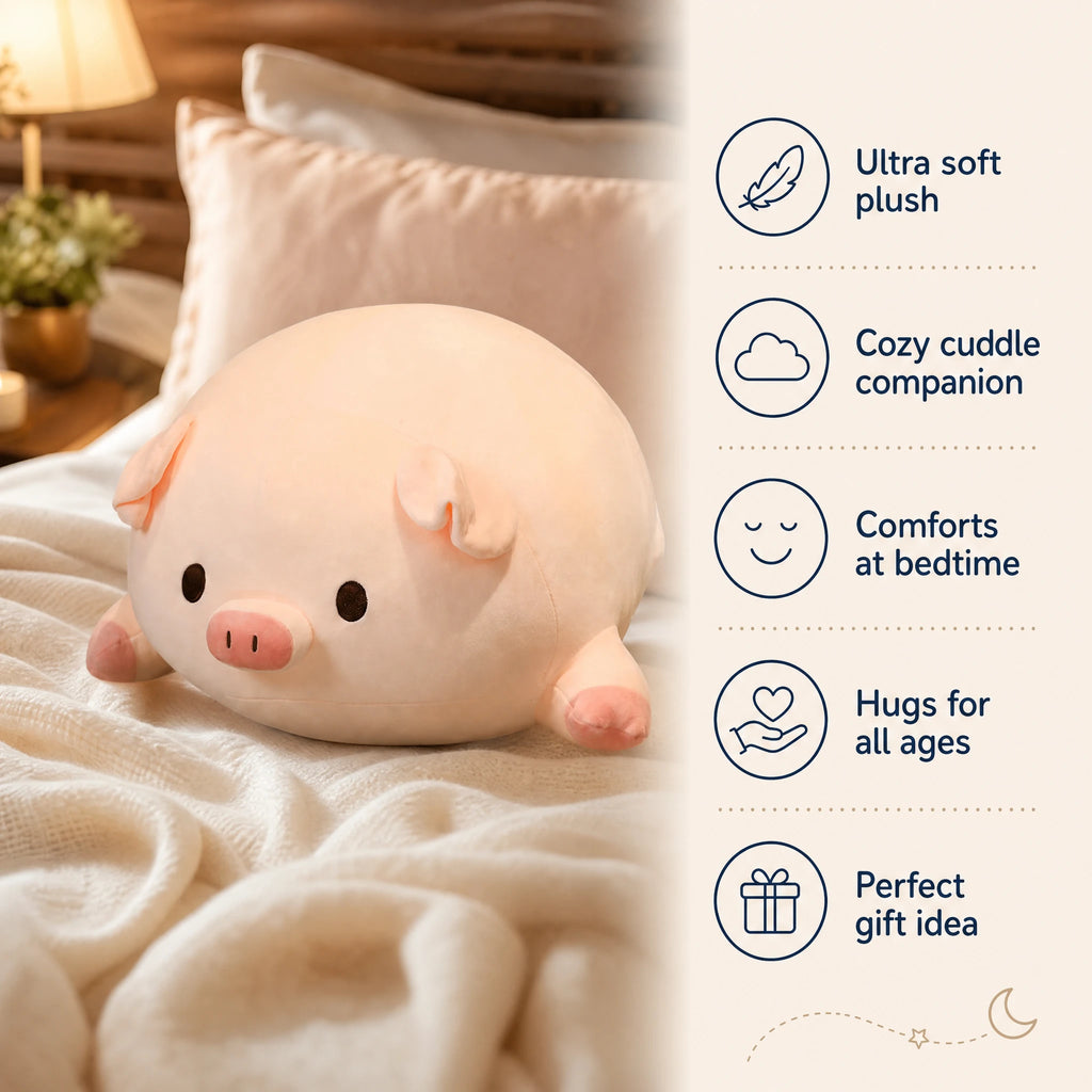 Pig Plush Toy with Round Shape and Cute Expression - Bénéfices produit