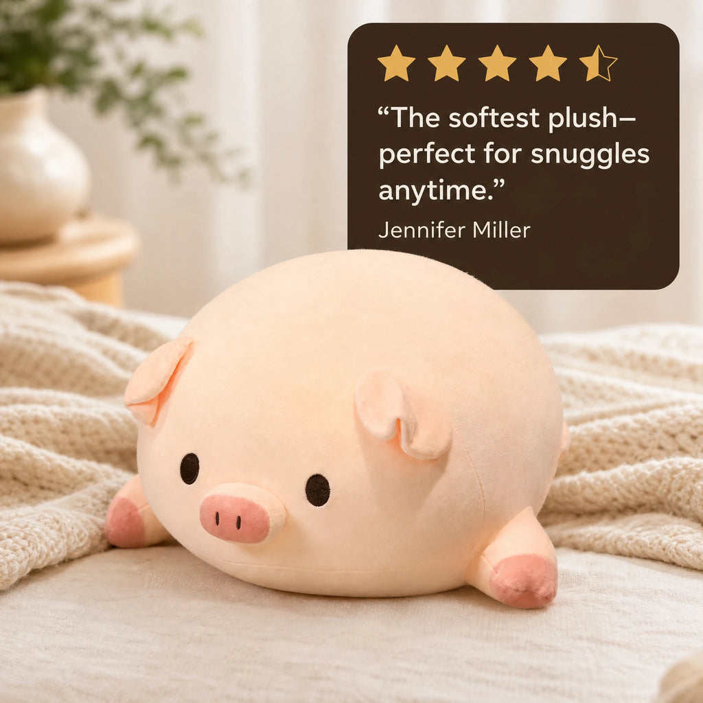 Pig Plush Toy with Round Shape and Cute Expression - Image témoignage