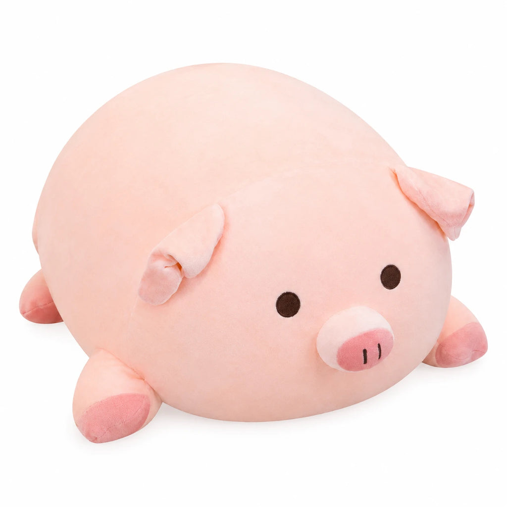 Pig Plush with Chubby Round Shape and Soft Pink Finish - Awake / 14in / 35cm … (5 tailles)