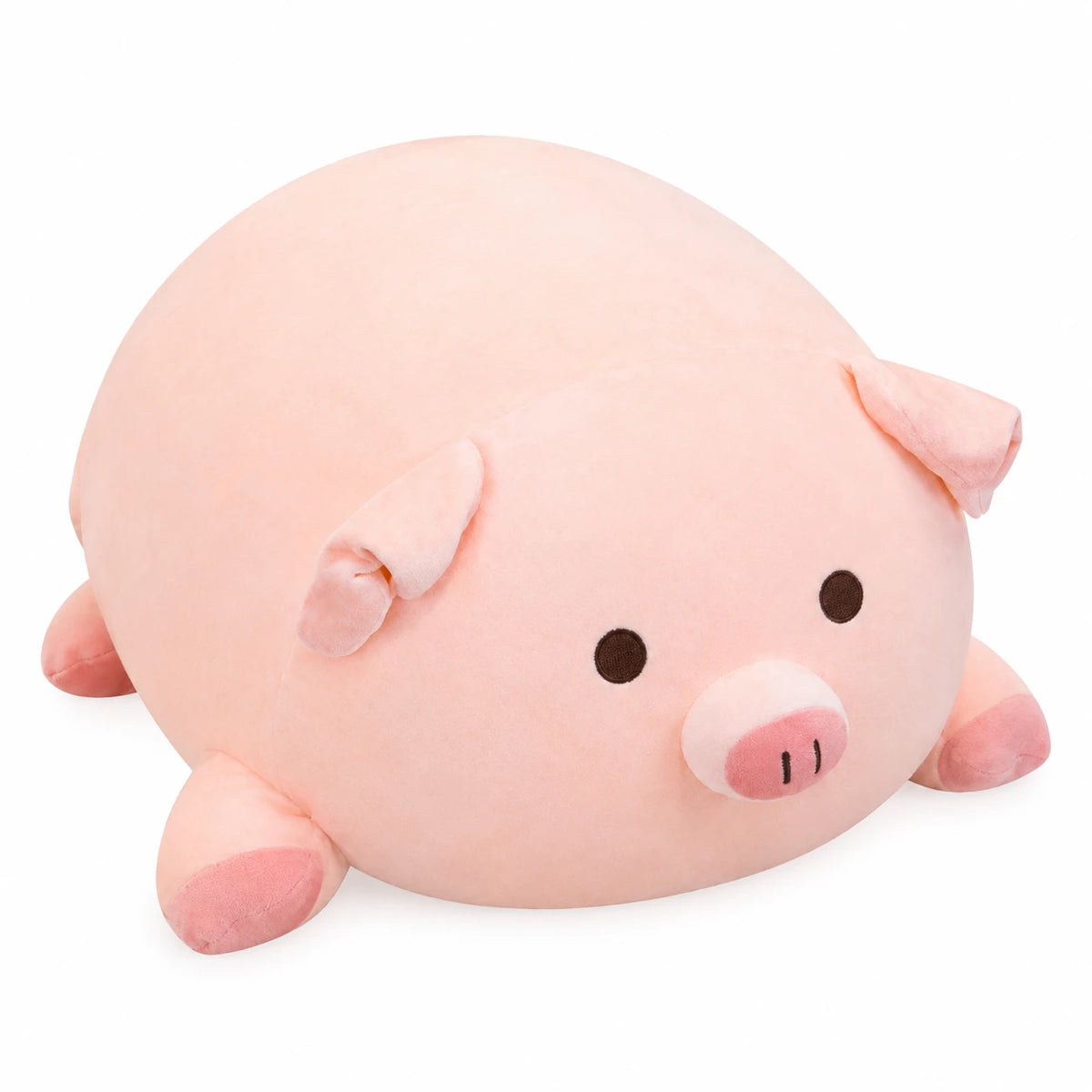 Pig Plush with Chubby Round Shape and Soft Pink Finish - Awake / 14in / 35cm … (5 tailles)