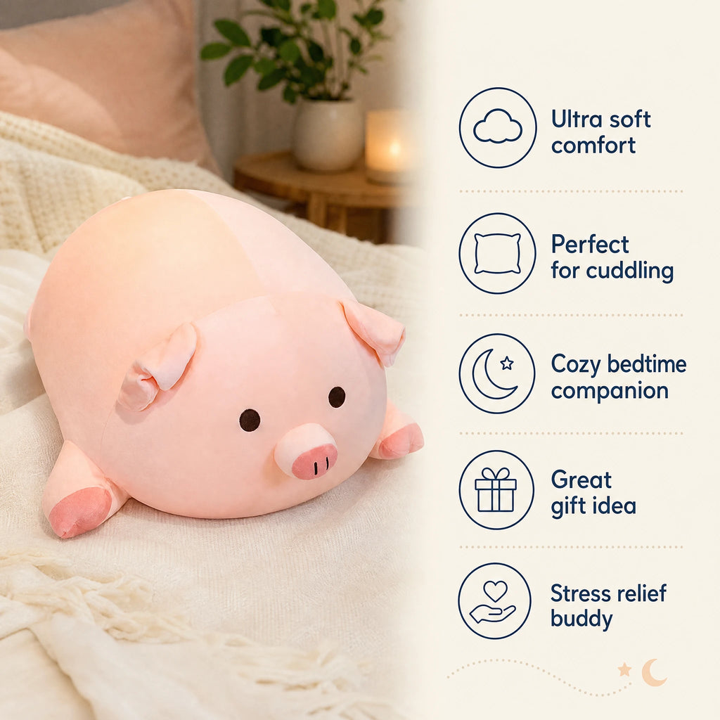 Pig Plush with Chubby Round Shape and Soft Pink Finish - Bénéfices produit