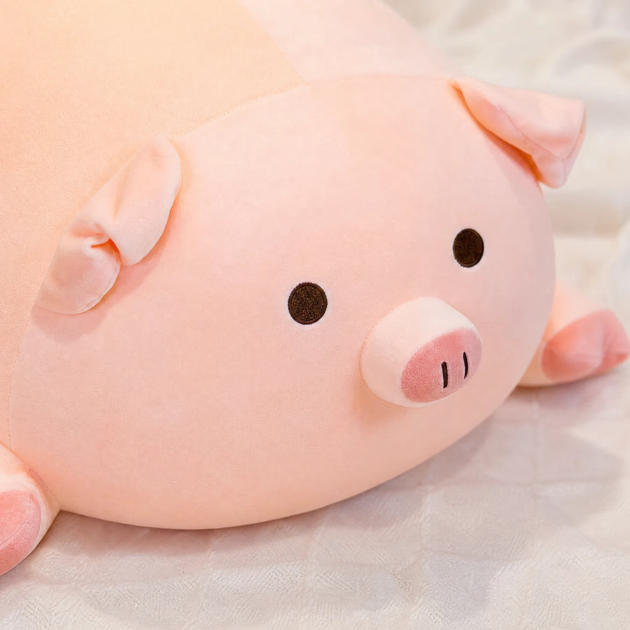 Pig Plush with Chubby Round Shape and Soft Pink Finish - Détail matière