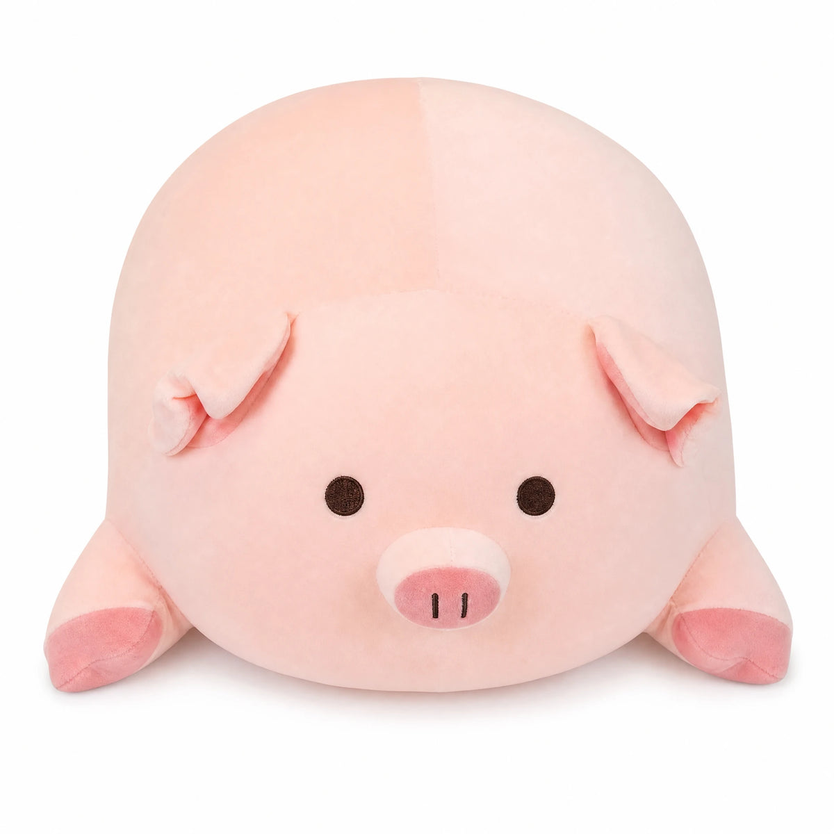 Pig Plush with Chubby Round Shape and Soft Pink Finish - Fond blanc