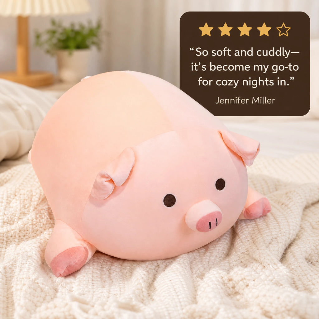 Pig Plush with Chubby Round Shape and Soft Pink Finish - Image témoignage