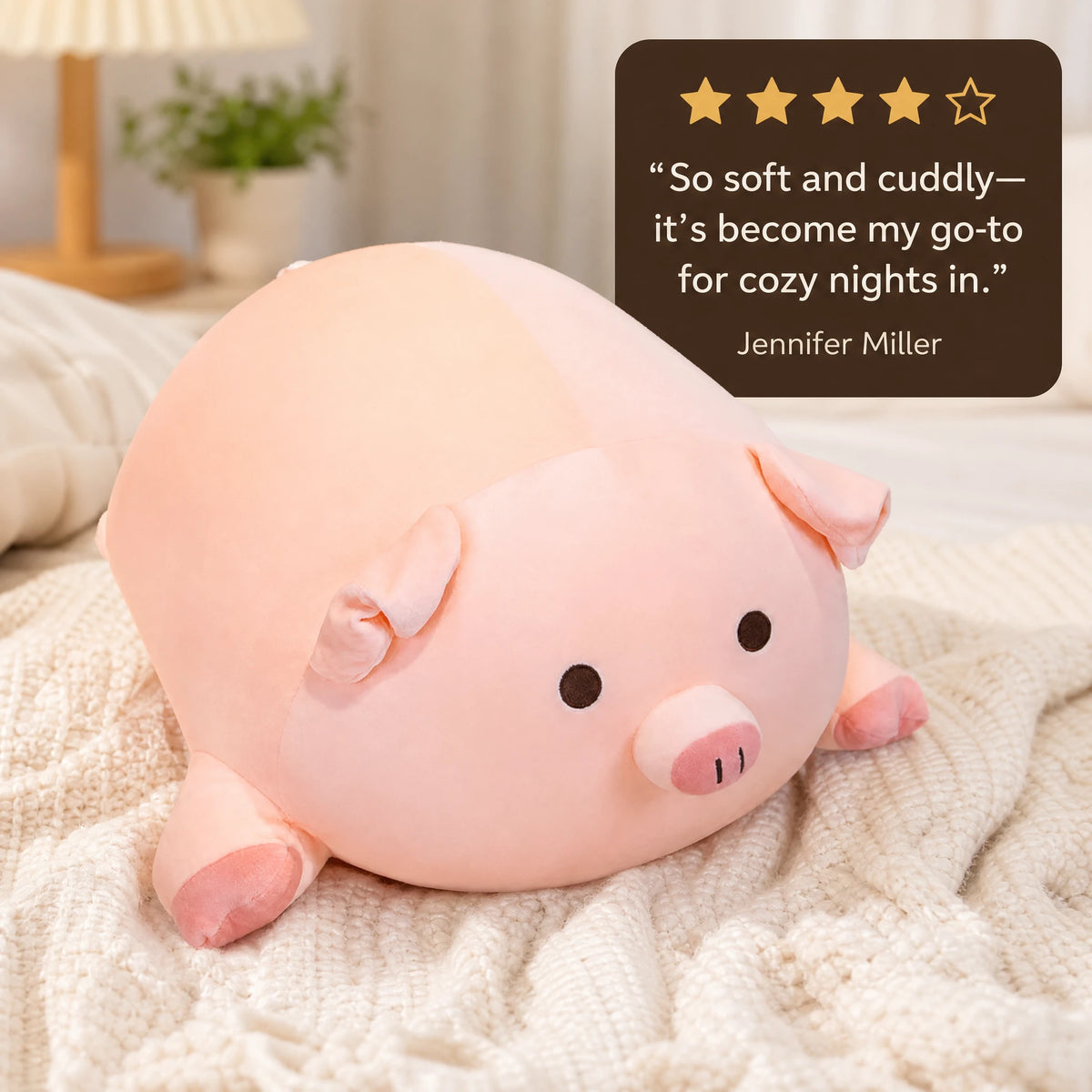 Pig Plush with Chubby Round Shape and Soft Pink Finish - Image témoignage
