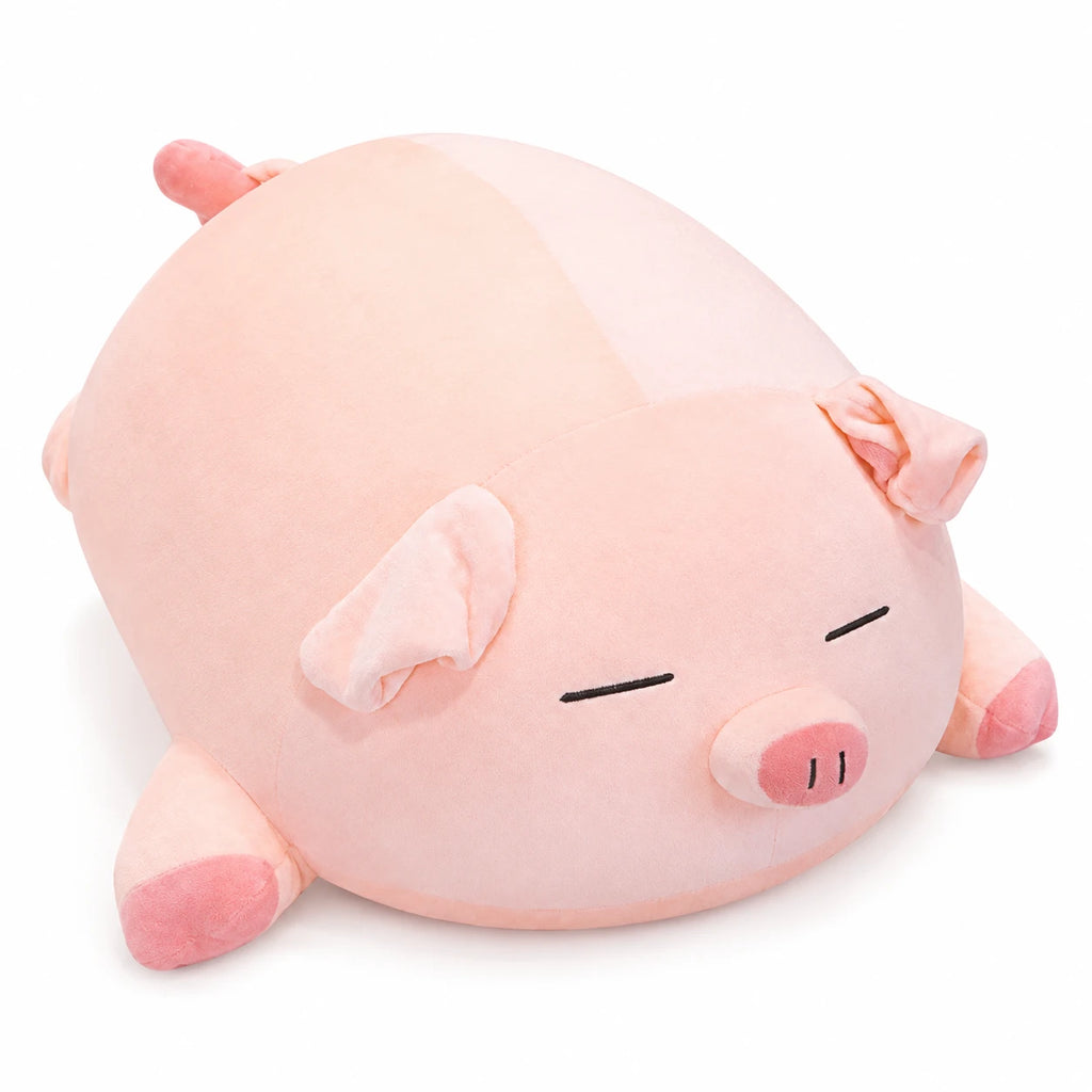 Pig Plush with Chubby Round Shape and Soft Pink Finish - Sleeping / 14in / 35cm … (5 tailles)