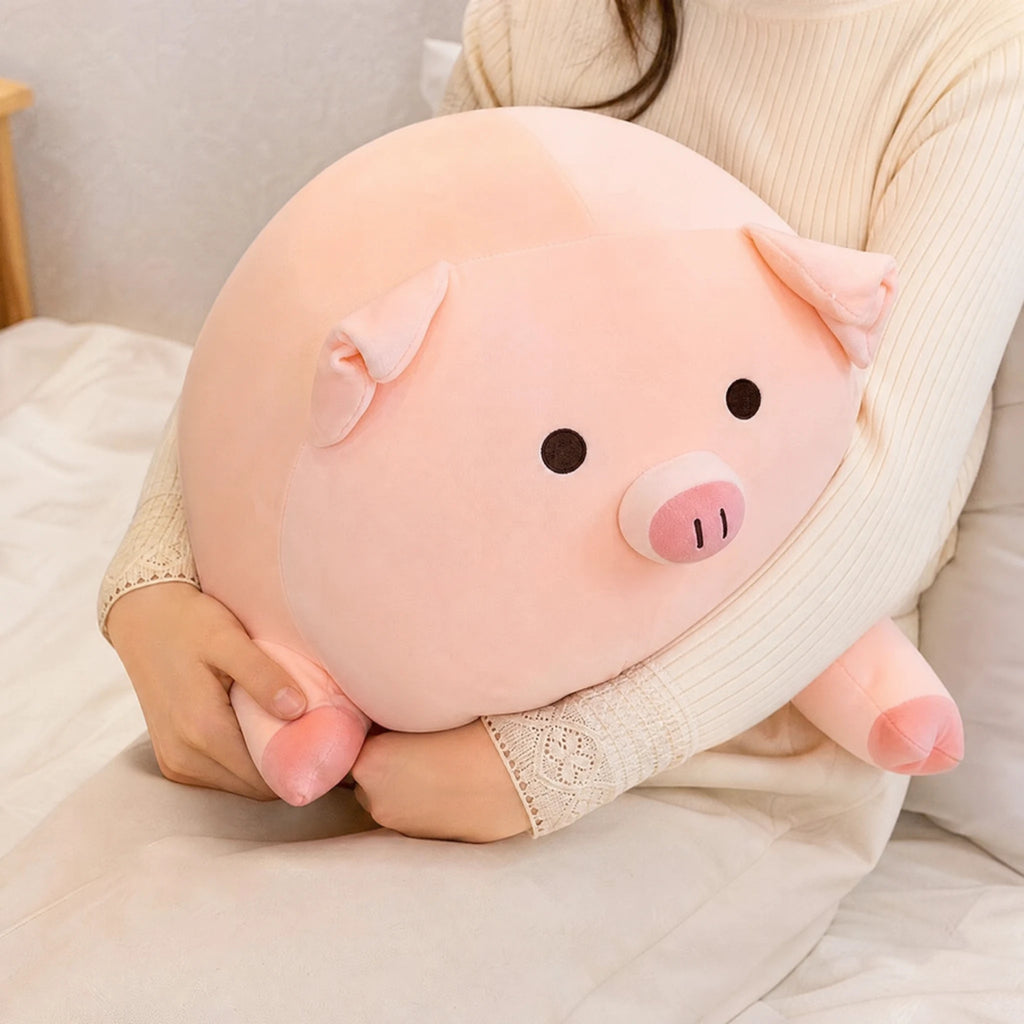 Pig Plush with Chubby Round Shape and Soft Pink Finish - Utilisation du produit