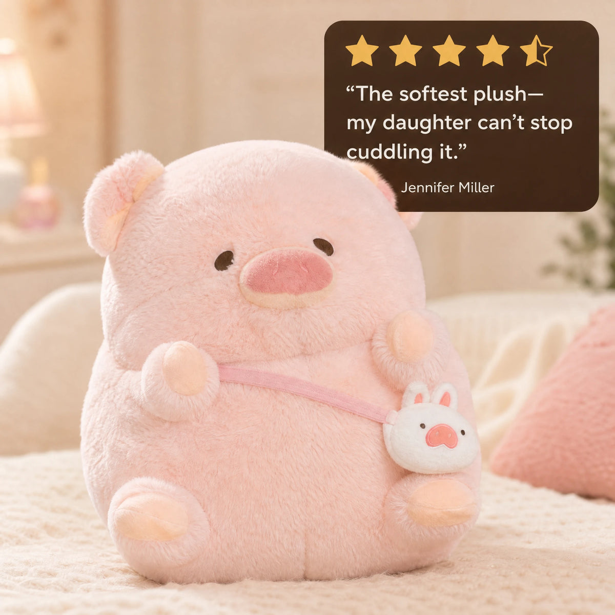 Pig Plush with Removable Side Bag and Baby Companion - Image témoignage