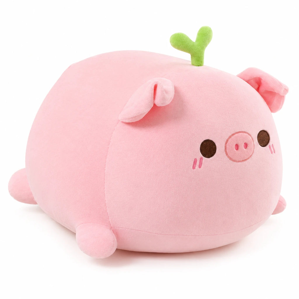 Pig Plush with Sprout or Flower - Round Kawaii Design - Sprout