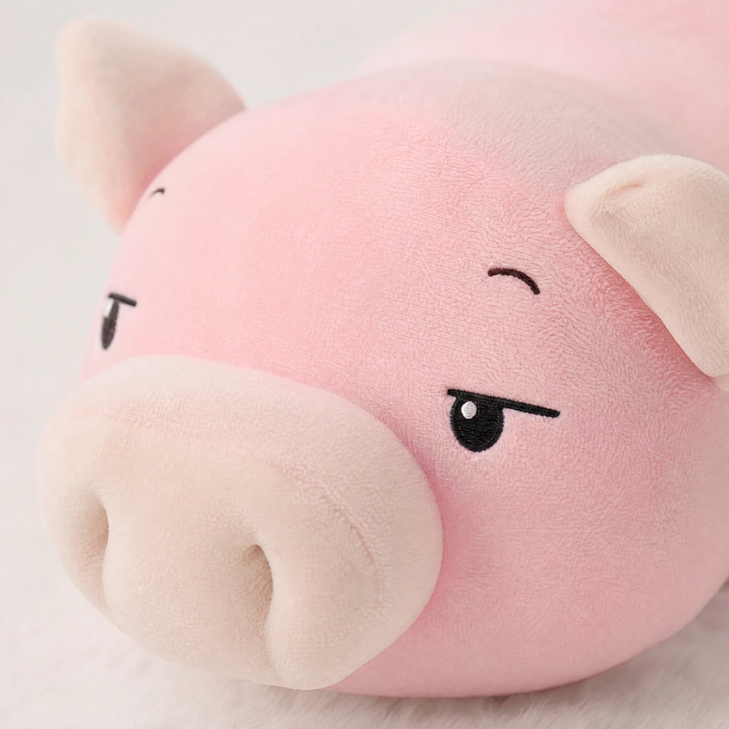 Pig Stuffed Animal in Lying Down Position with Blanket - Détail matière