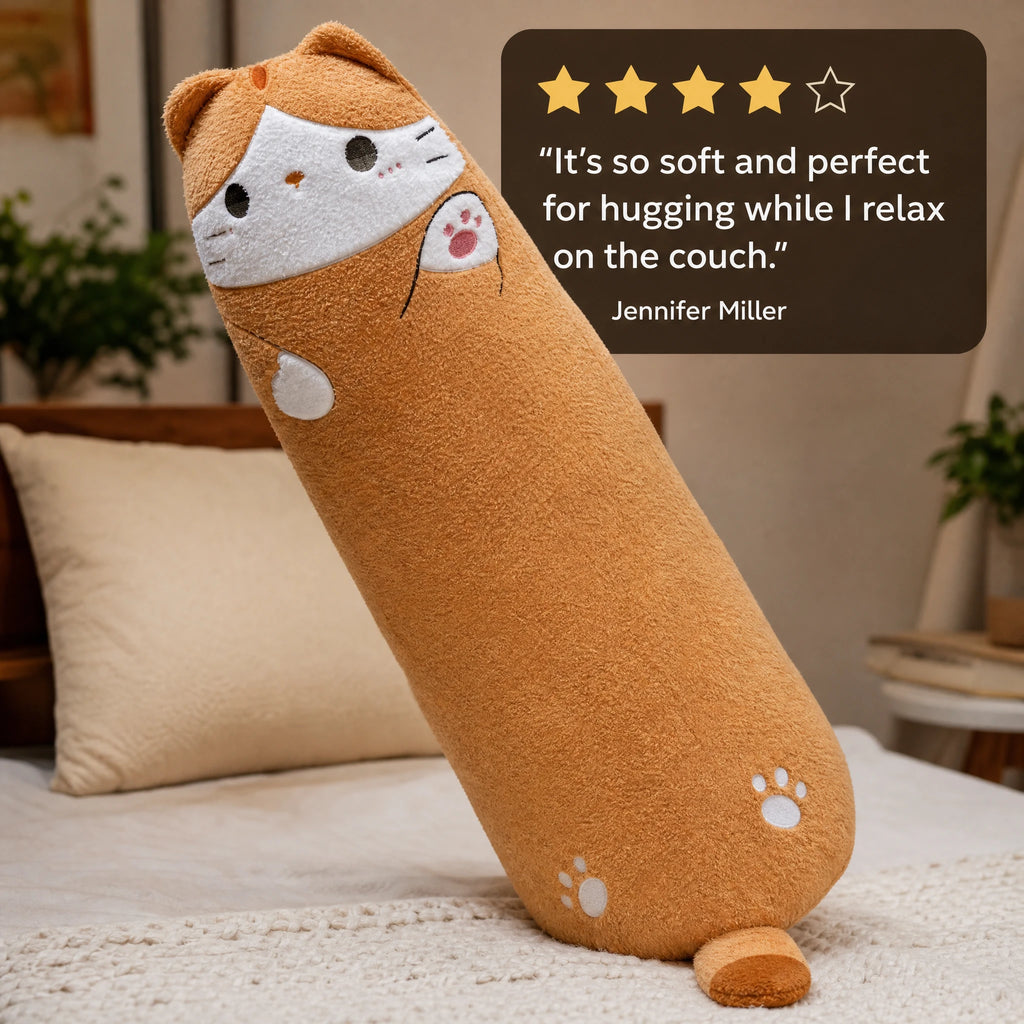 Pillow Cat Plush with Long Body and Soft Cuddle Design - Image témoignage