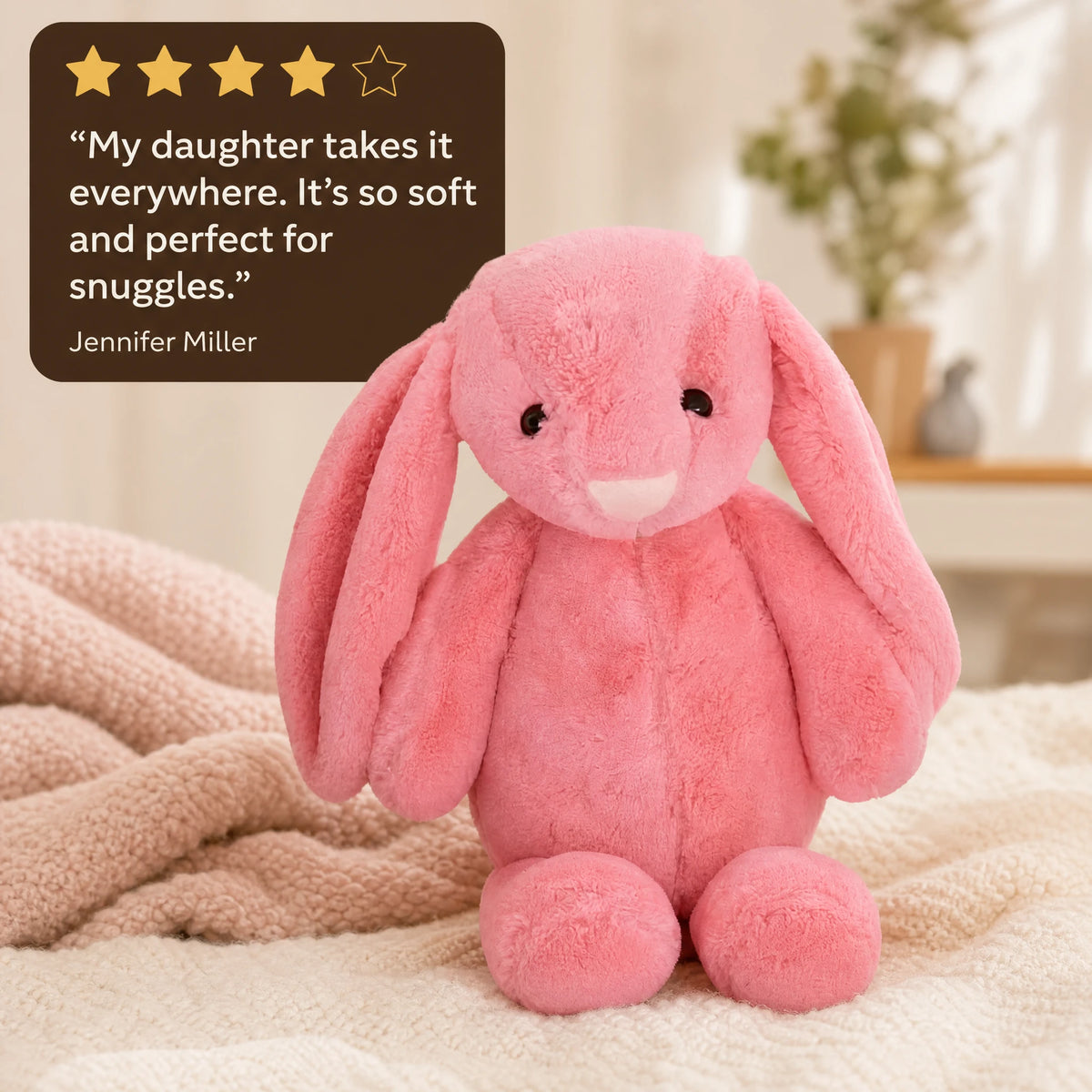 Pink Bunny Plush with Long Floppy Ears - Image témoignage