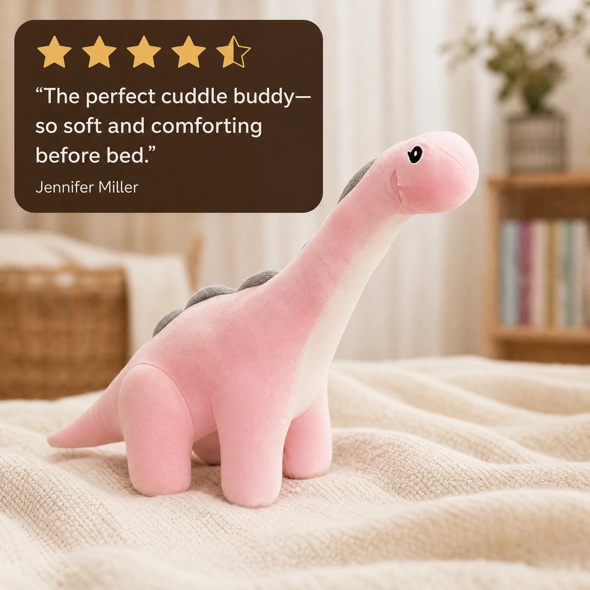 Pink Dinosaur Plush with Long Neck and Soft Cotton Body - Image témoignage