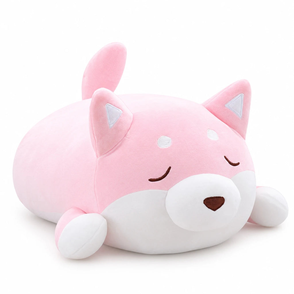 Pink Dog Plush with Soft Round Body and Cute Face - 21.5in / 55cm · 14in / 36cm