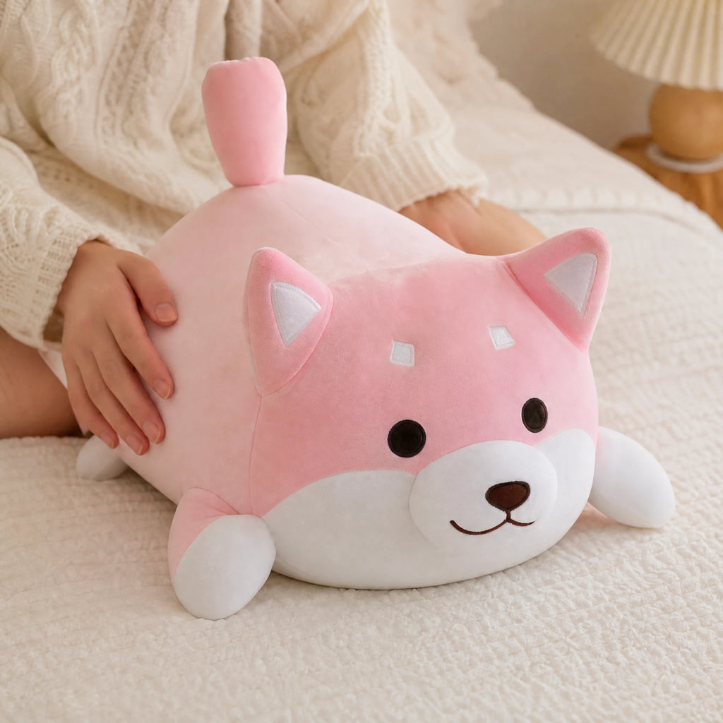 Pink Dog Plush with Soft Round Body and Cute Face - Utilisation du produit