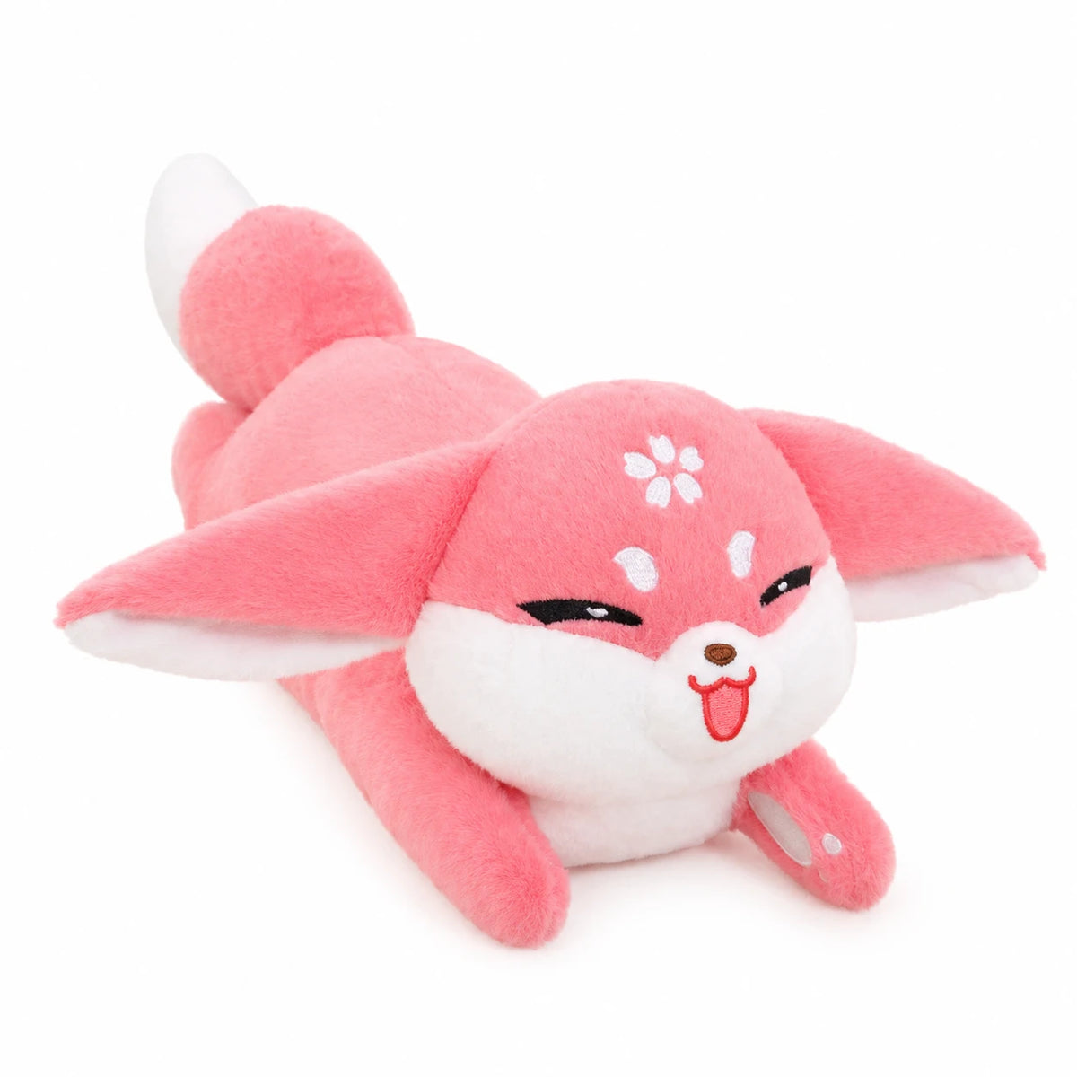 Pink Fox Plush with Cherry Blossom Embroidery - 19in / 45cm · 26in / 65cm · 34in / 85cm