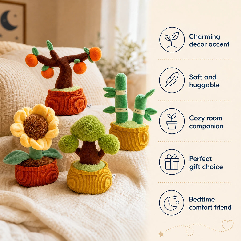 Plant Plush Toy with Corduroy Pot and Soft Textures - Bénéfices produit