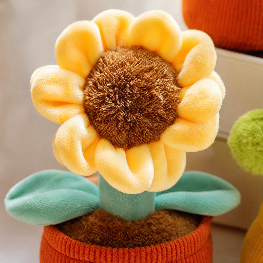 Plant Plush Toy with Corduroy Pot and Soft Textures - Détail matière