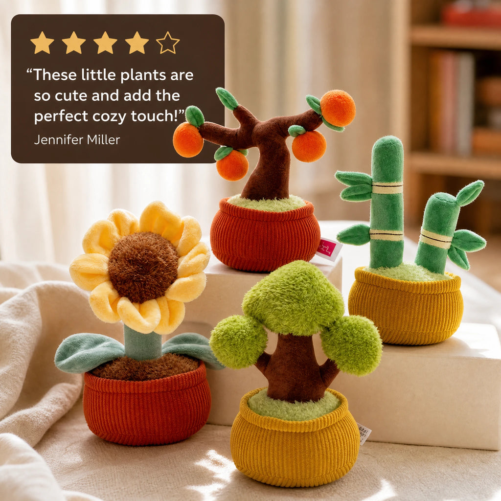 Plant Plush Toy with Corduroy Pot and Soft Textures - Image témoignage