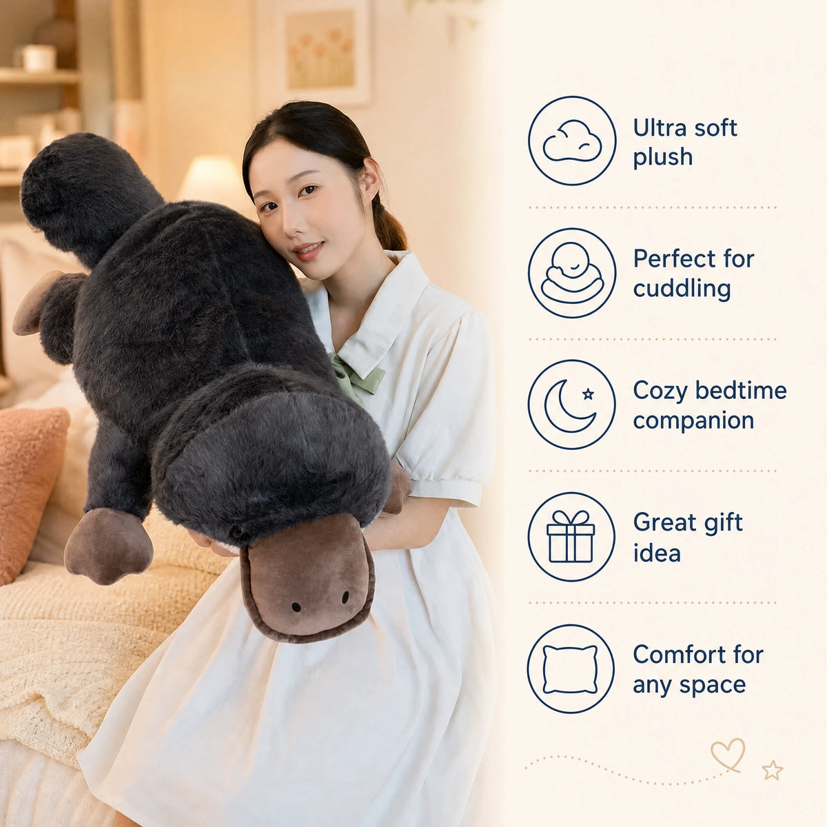Platypus Plush, Giant Fluffy Stuffed Animal with Soft Cotton - Bénéfices produit