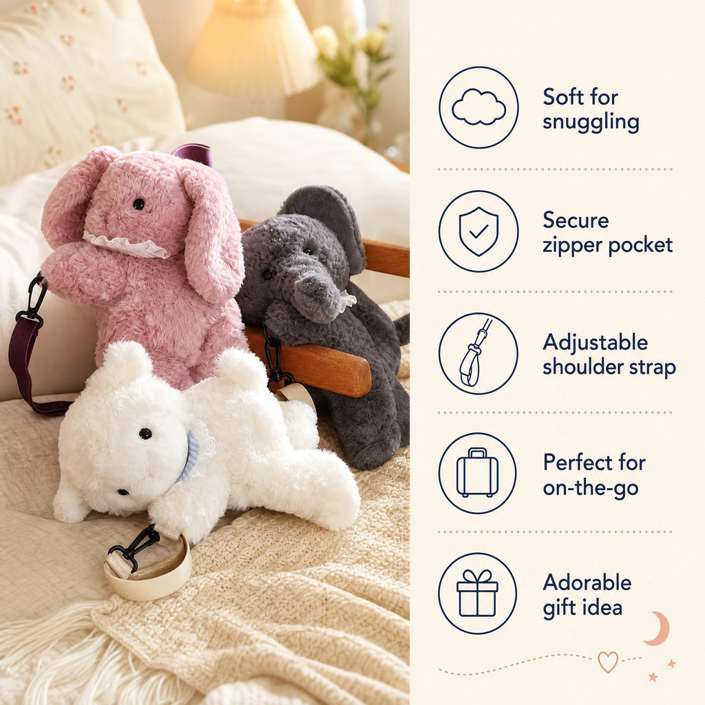 Plush Crossbody Bag with Adorable Animal Design - Bénéfices produit