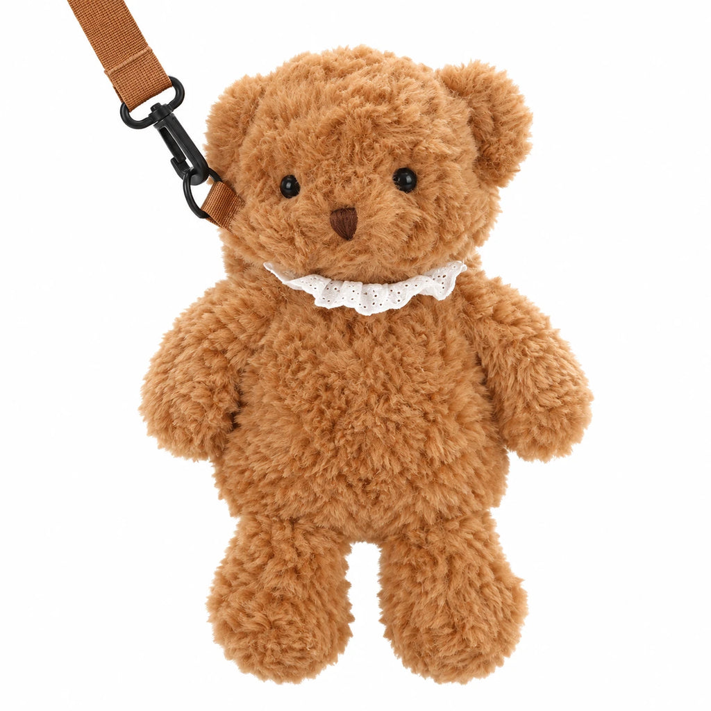 Plush Crossbody Bag with Adorable Animal Design - Teddy Bear
