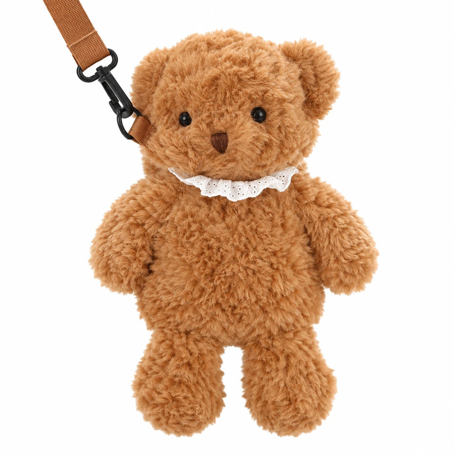 Plush Crossbody Bag with Adorable Animal Design - Teddy Bear