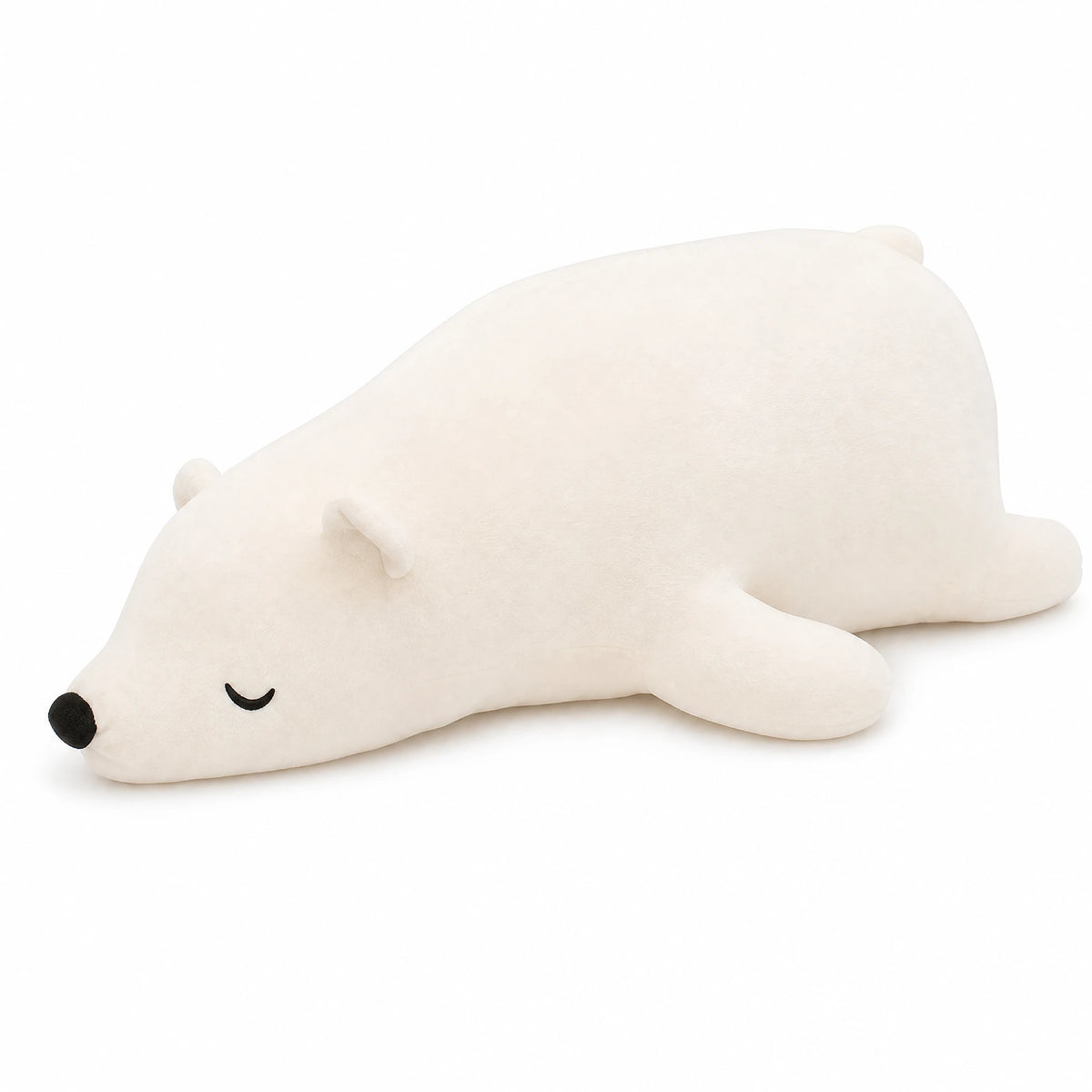 Polar Bear Plush in Sleeping Pose with Soft Cotton Fill - Fond blanc