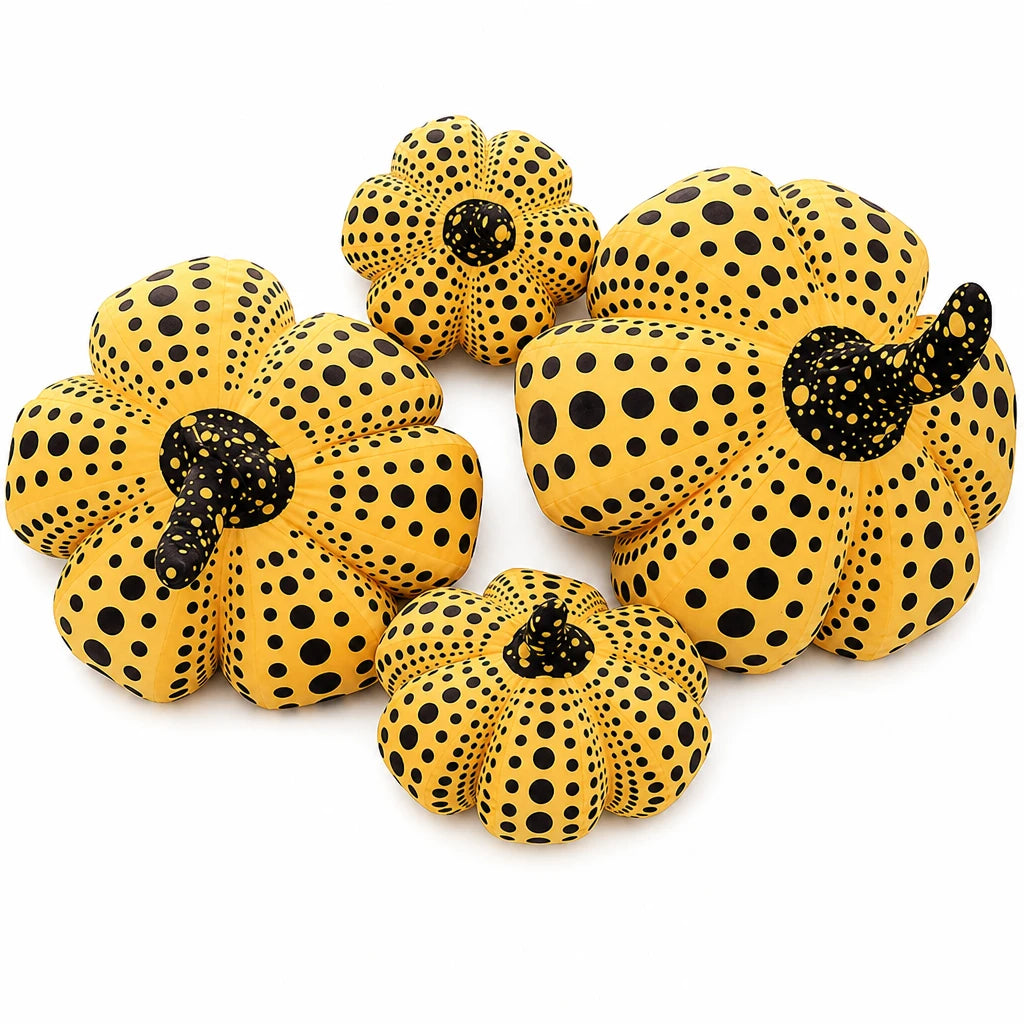 Polka Dot Pumpkin Plush with Yayoi Kusama Design - Fond blanc