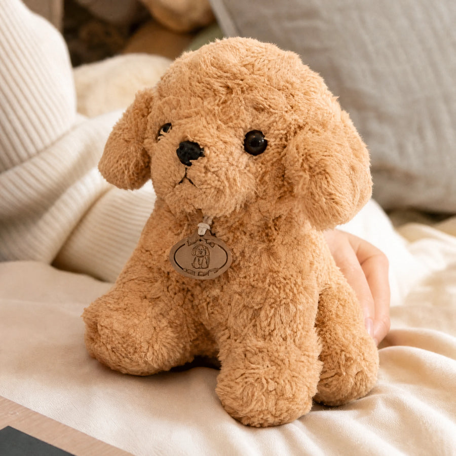 Poodle Plush with Curly Beige Fur and Sitting Pose - Utilisation du produit