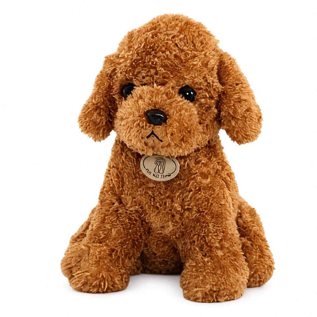 Poodle Stuffed Animal with Curly Plush Coat - 10in / 25cm · 7in / 18cm