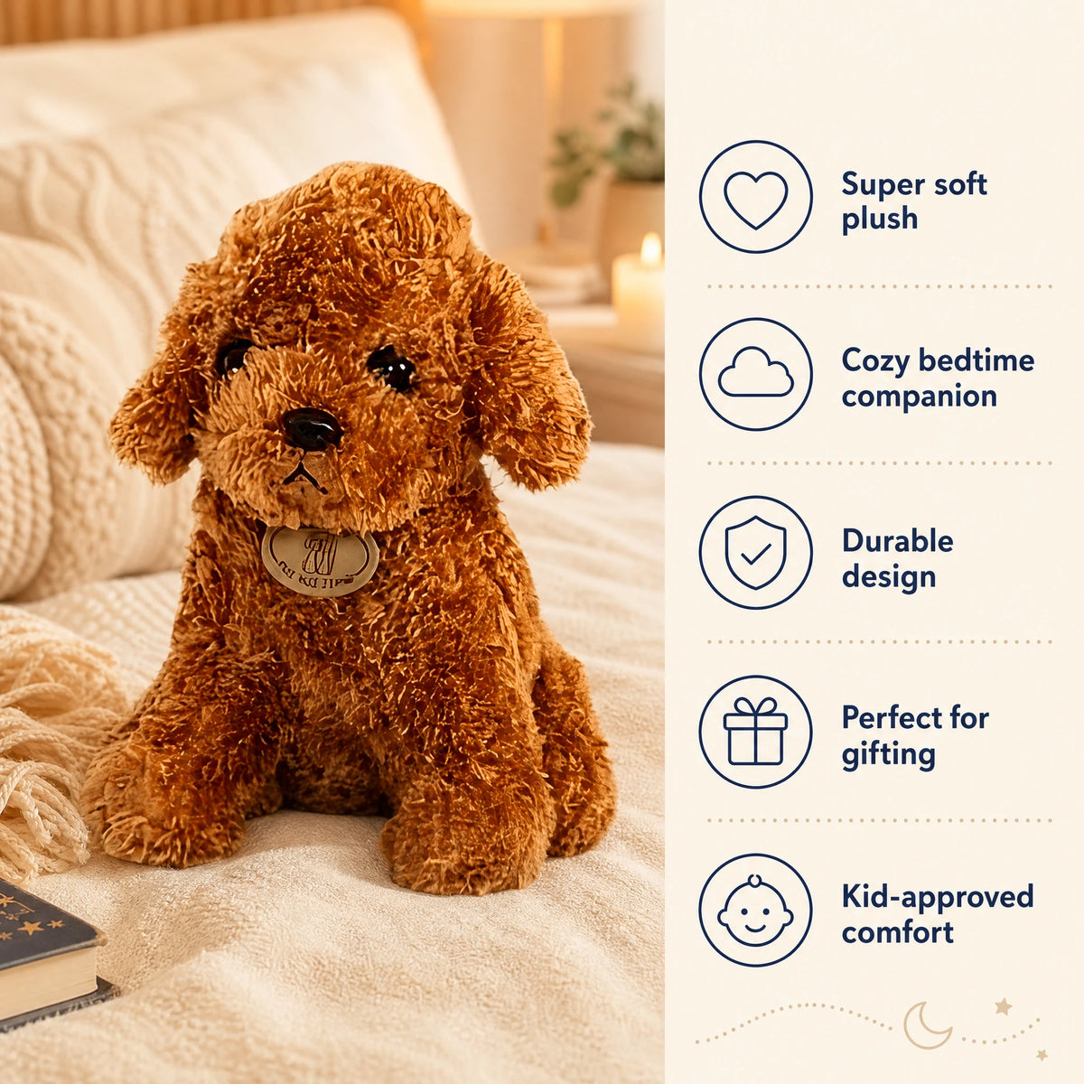 Poodle Stuffed Animal with Curly Plush Coat - Bénéfices produit