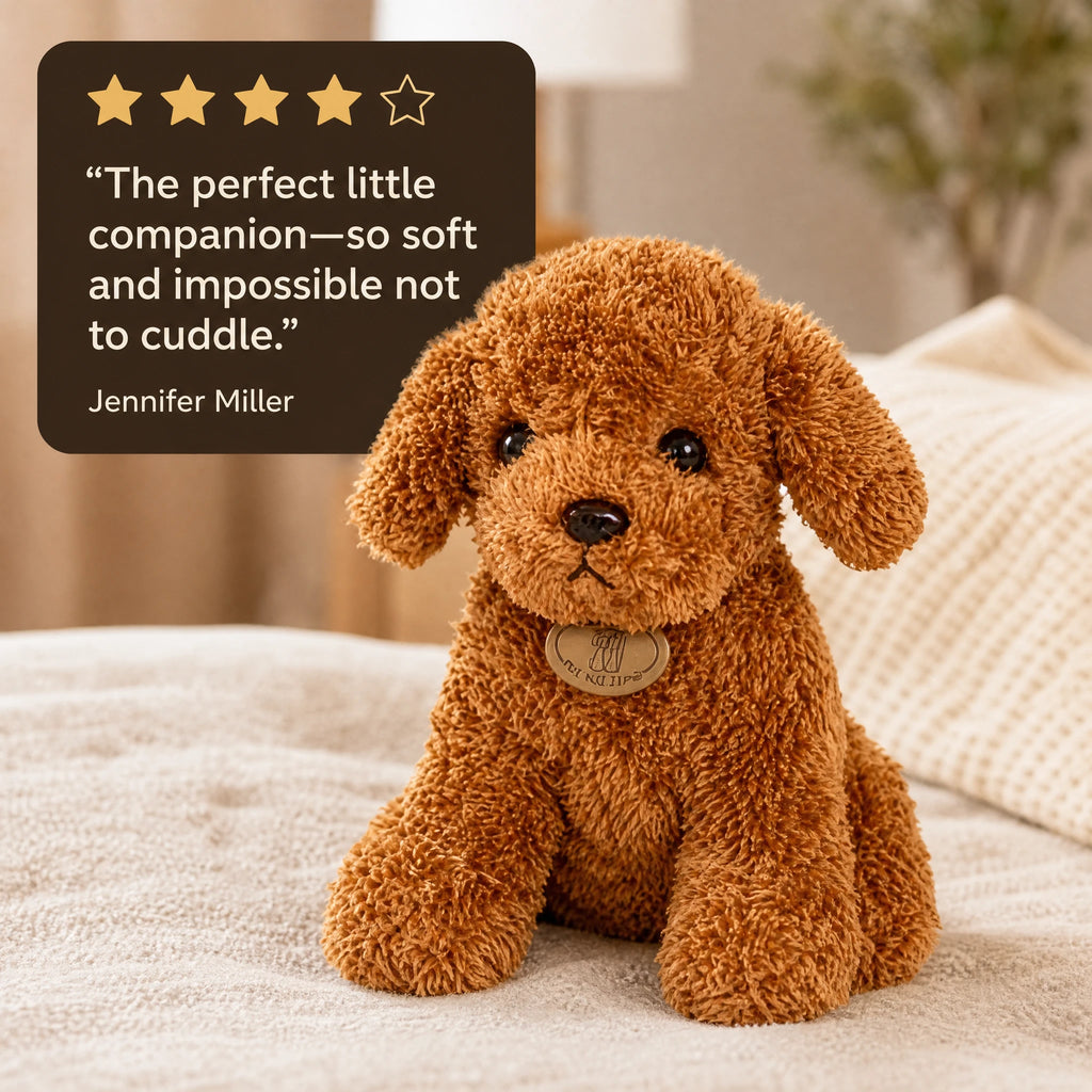 Poodle Stuffed Animal with Curly Plush Coat - Image témoignage