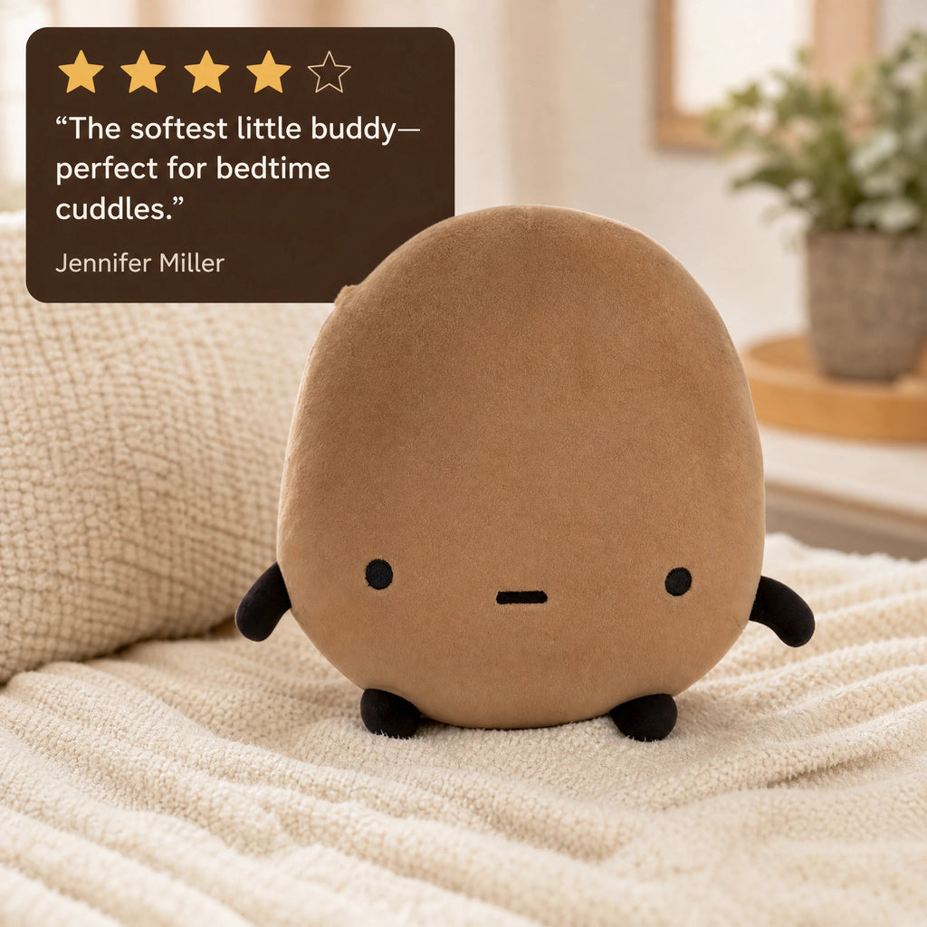 Potato Plush Pillow with Minimalist Kawaii Design - Image témoignage