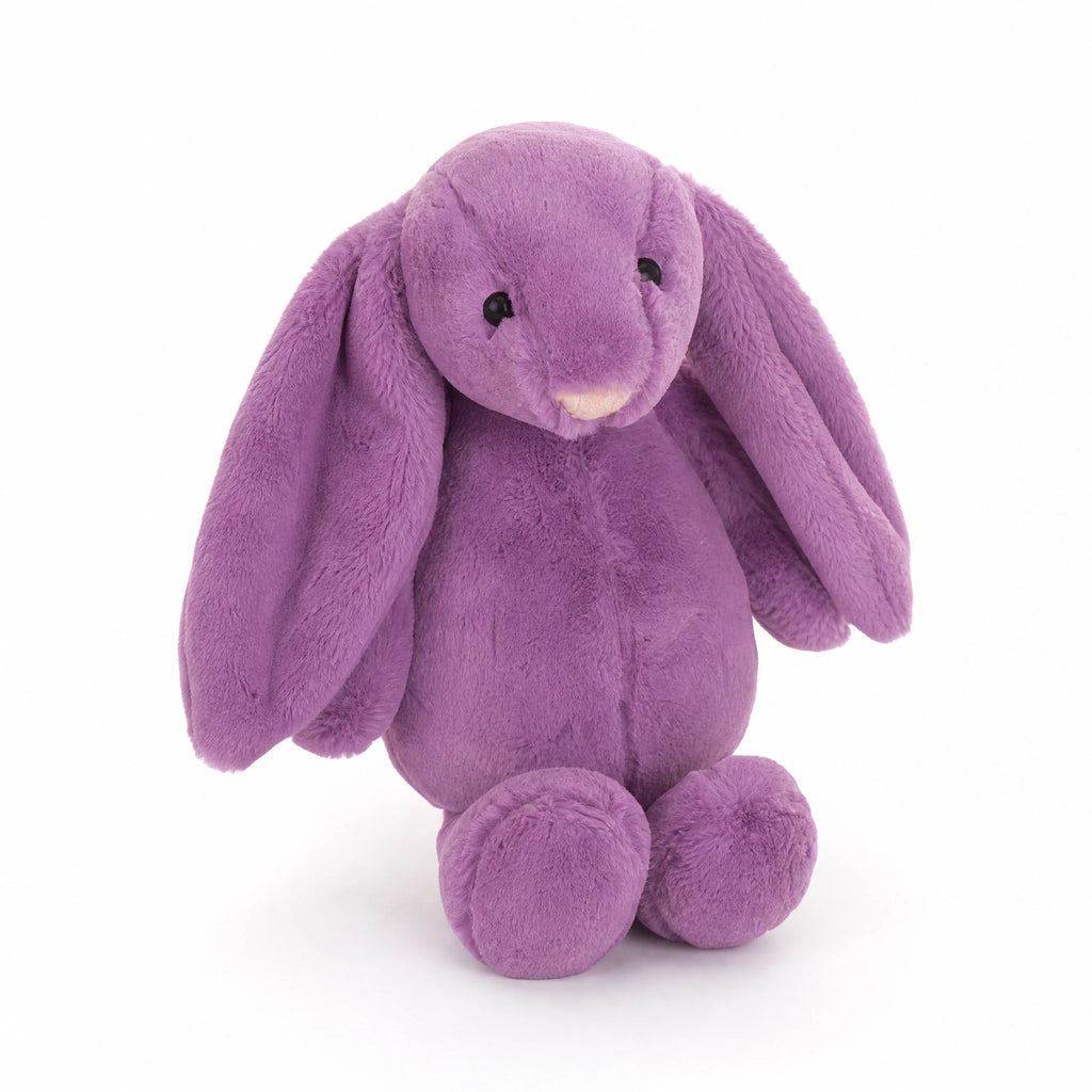 Purple Bunny Plush with Floppy Ears and Kawaii Style - Fond blanc, autre angle