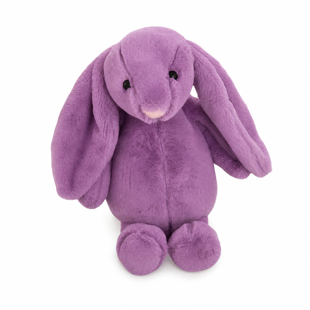 Purple Bunny Plush with Floppy Ears and Kawaii Style - Fond blanc